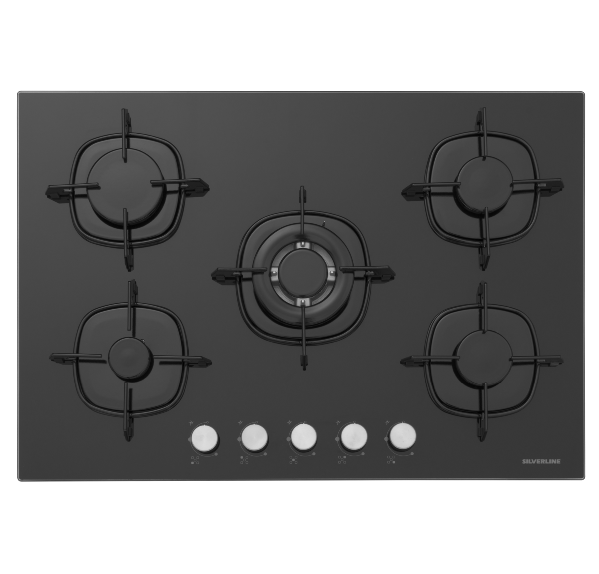 Silverline CS5801-C7B02  75cm 4G1W SİYAH Cam Döküm Izg. Ankastre Ocak