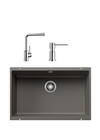 Blanco ROTAN 700 U VOLKAN GRİ Granit Tezgahaltı Eviye+MILA KROM Batarya+LATO KROM Sıvı Sab.