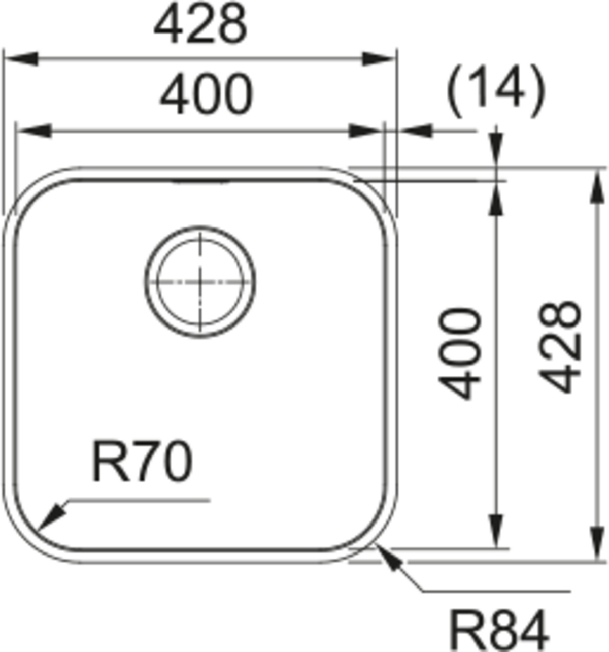 Franke SRX 110-40 TEK GÖZLÜ TEZGAH ALTI ÇELİK EVYE