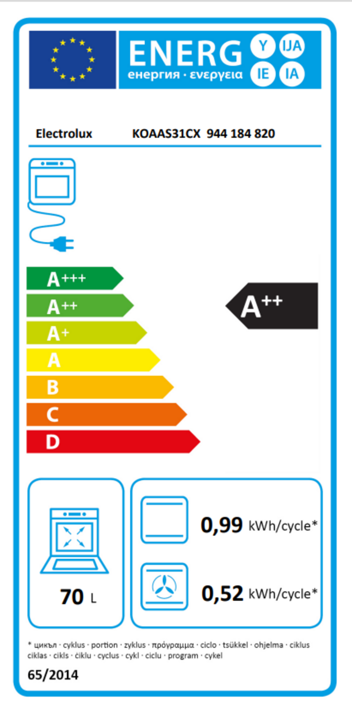 Electrolux KOAAS31CX Tam Buharlı Ankastre Fırın