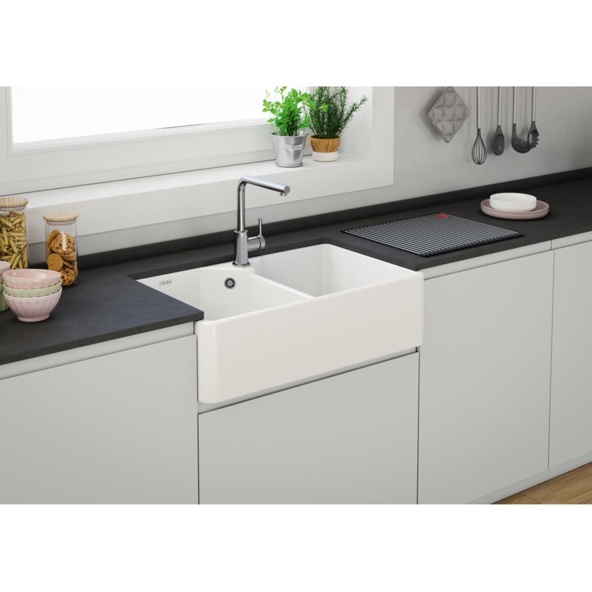Franke BFK 72036-36 Parlak Beyaz Tezgah Altı, Tezgaha Sıfır yada Çıkıntılı Seramik Evye