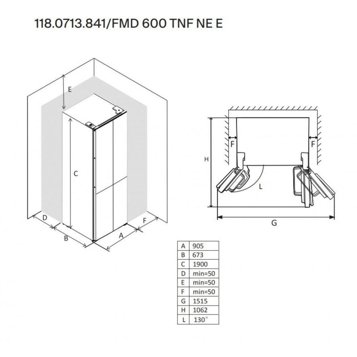 Franke FMD 600 TNF NE E Black Çift kapılı NoFrost Solo Buzdolabı (91*69*191) 