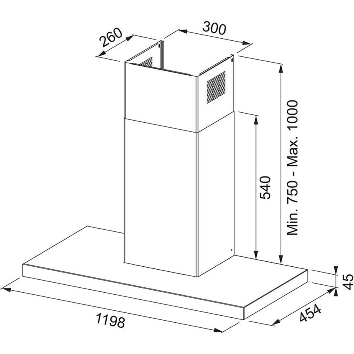Franke FORMAT PLUS FTLN H45 X/BK GLASS A120 Inox Duvar Tipi Davlumbaz