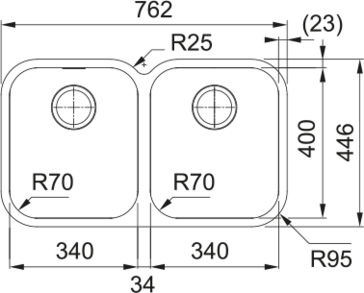 Franke SRX 120-34-34 2 GÖZLÜ TEZGAH ALTI ÇELİK EVYE