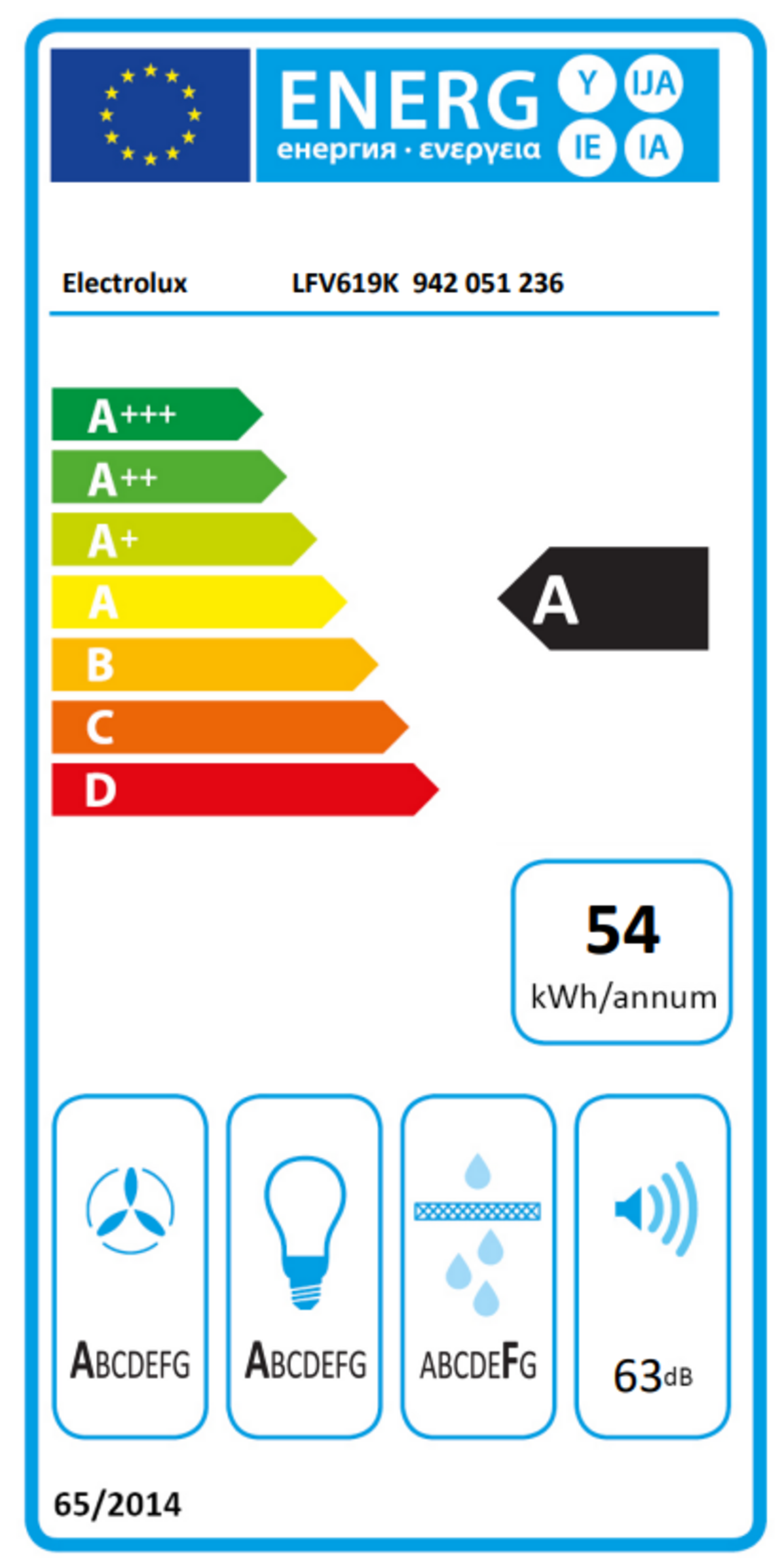 Electrolux LFV619K Siyah Cam Davlumbaz