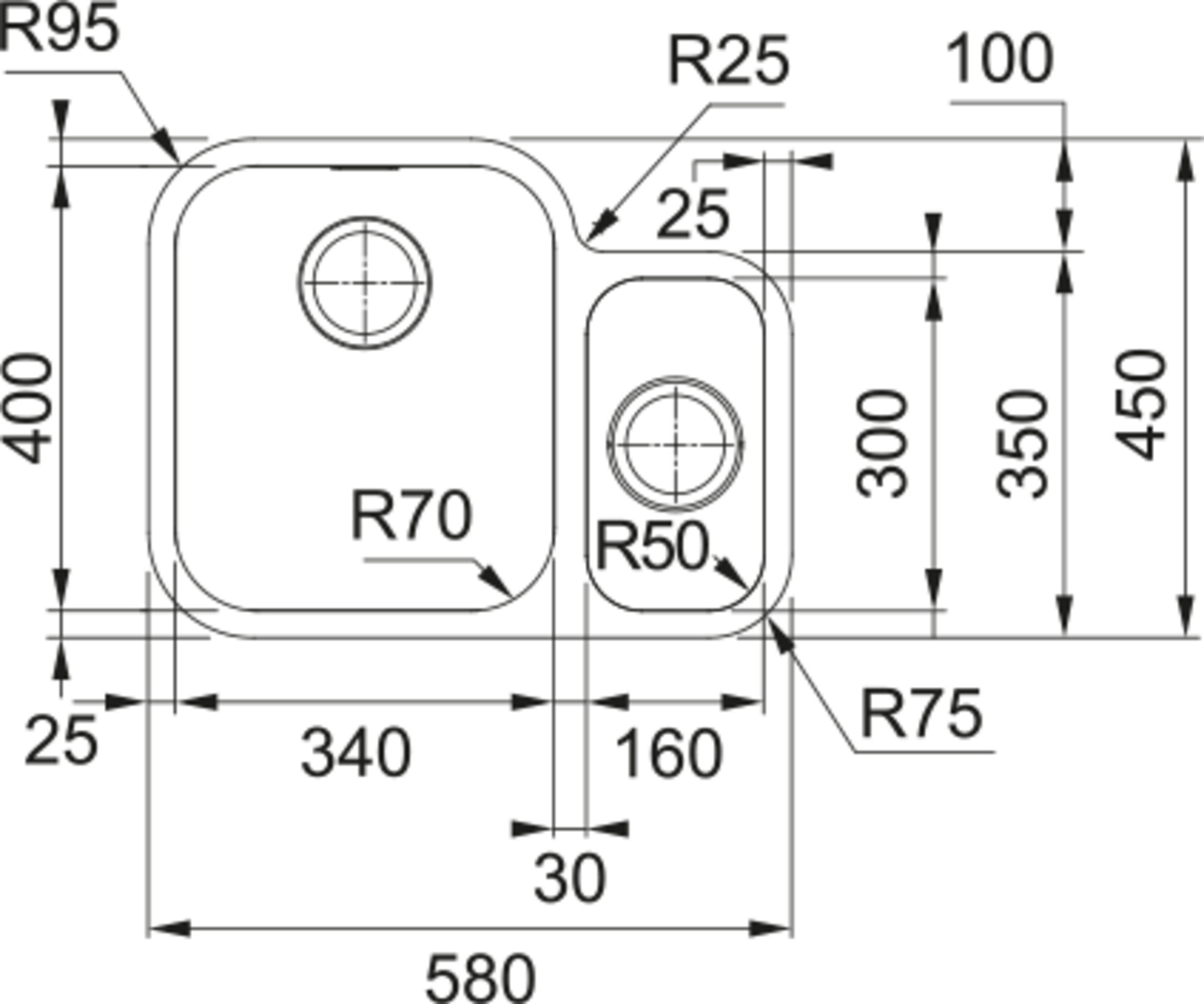 Franke SRX 160-34-16 1.5 GÖZLÜ TEZGAHALTI ÇELİK EVYE