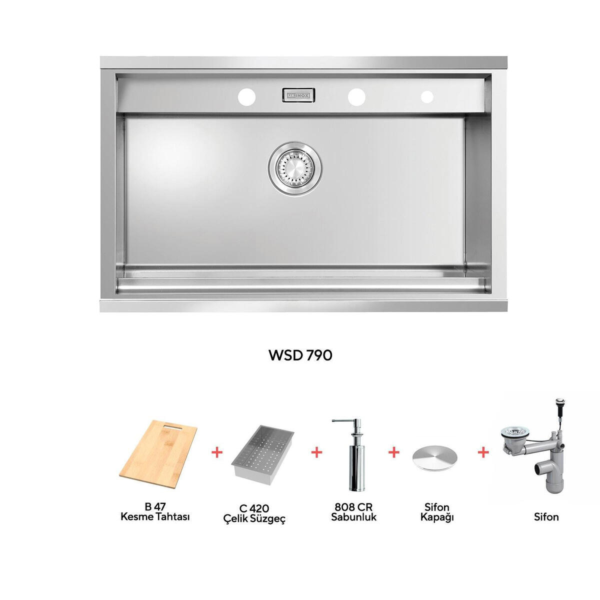 UKİNOX WSD 790 EVYE SET (WSD790 Evye+B45 Kesme Taht.ı+C350 Çelik Szgeç+808CR Sıv Sab.)