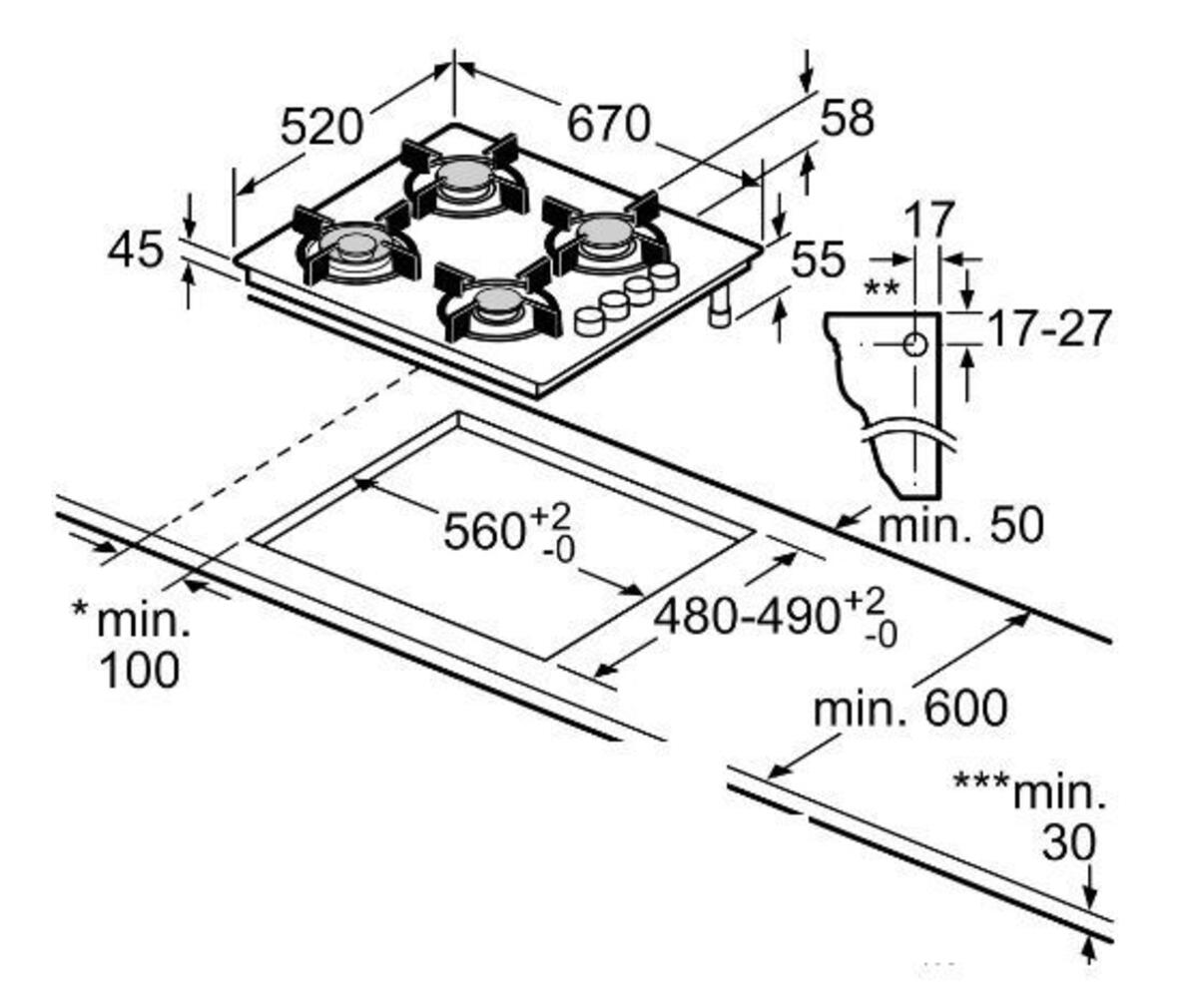 Ferre ED078 Gri Cam 67cm Ankastre Ocak