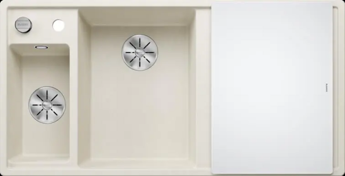 BLANCO AXIA III 6 S SAĞ Soft Beyaz Granit Eviye Cam Kesme Tahtalı Infino