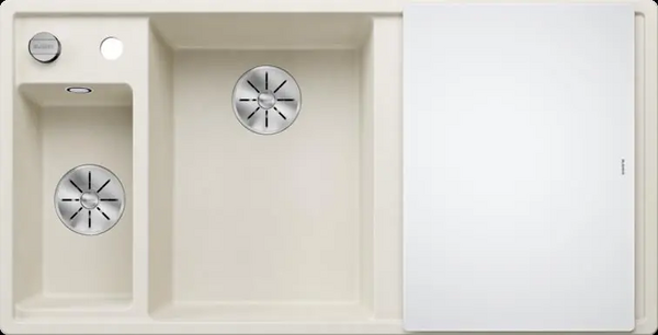 BLANCO AXIA III 6 S SAĞ Soft Beyaz Granit Eviye Cam Kesme Tahtalı Infino