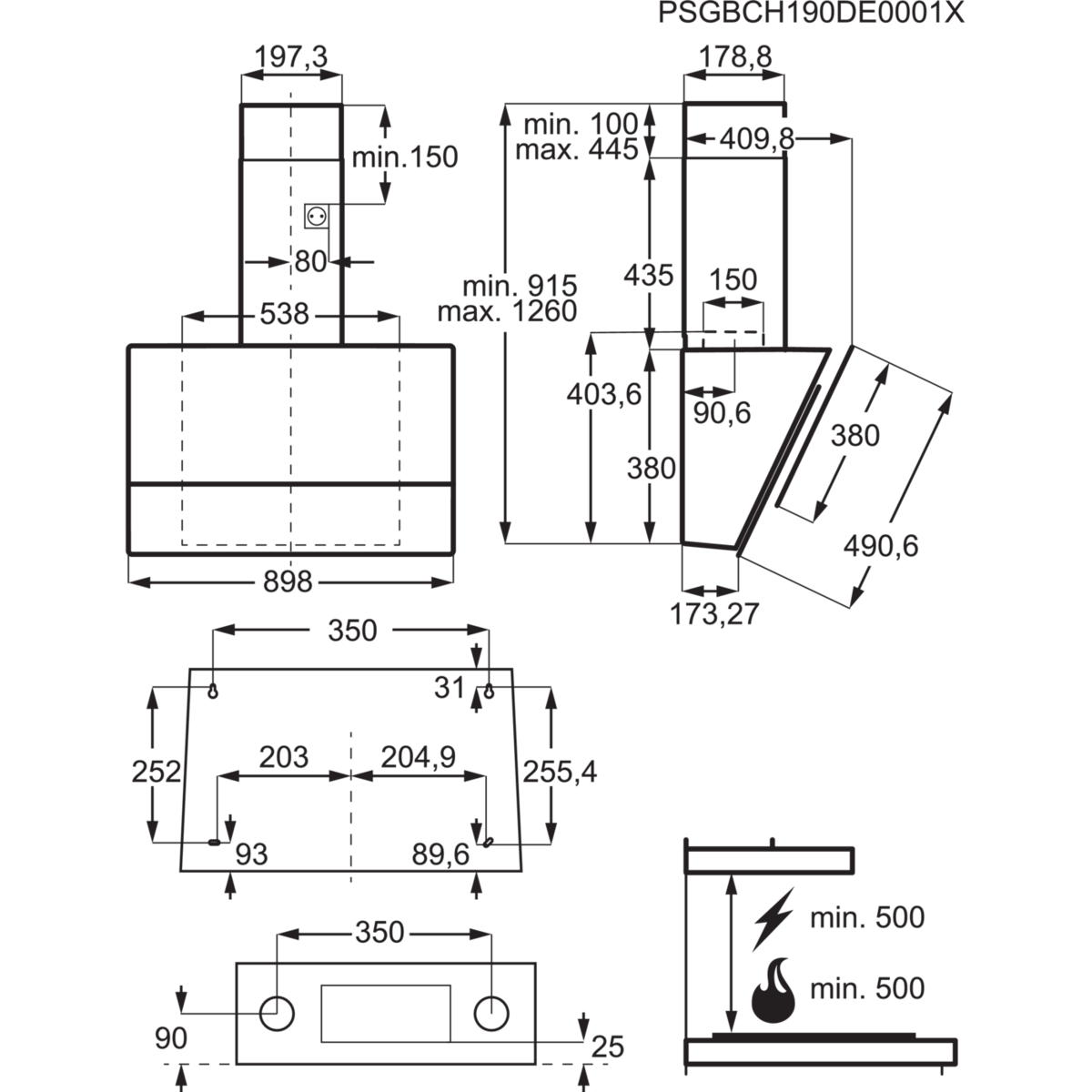 Electrolux LFV619K Siyah Cam Davlumbaz