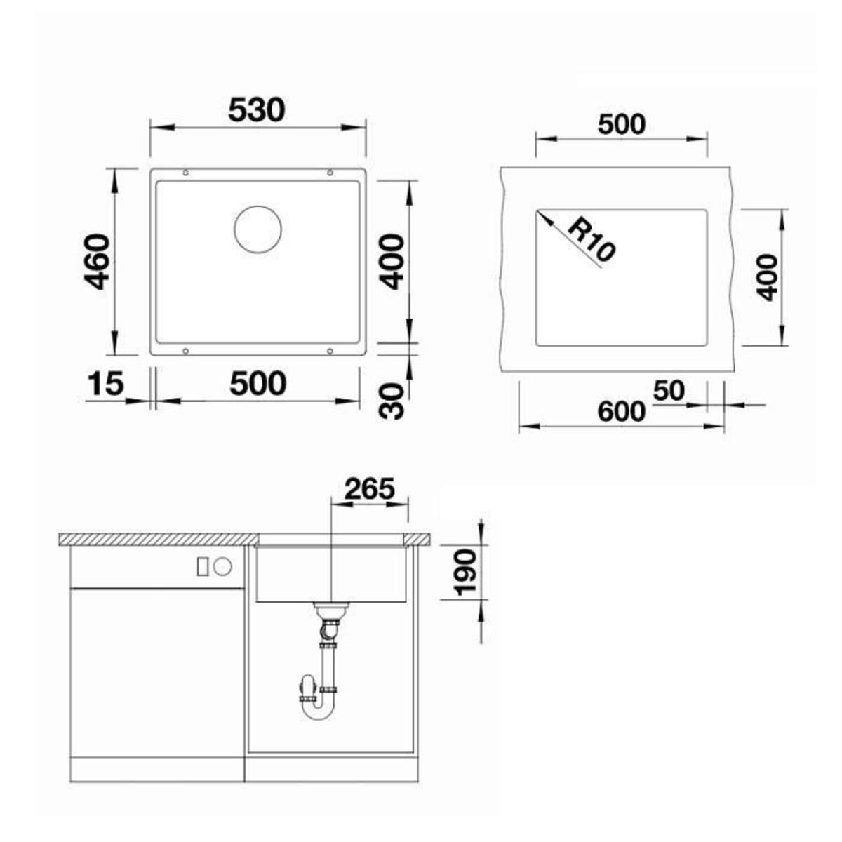 Blanco SUBLINE 500-U Infino Alumetallic Granit Eviye