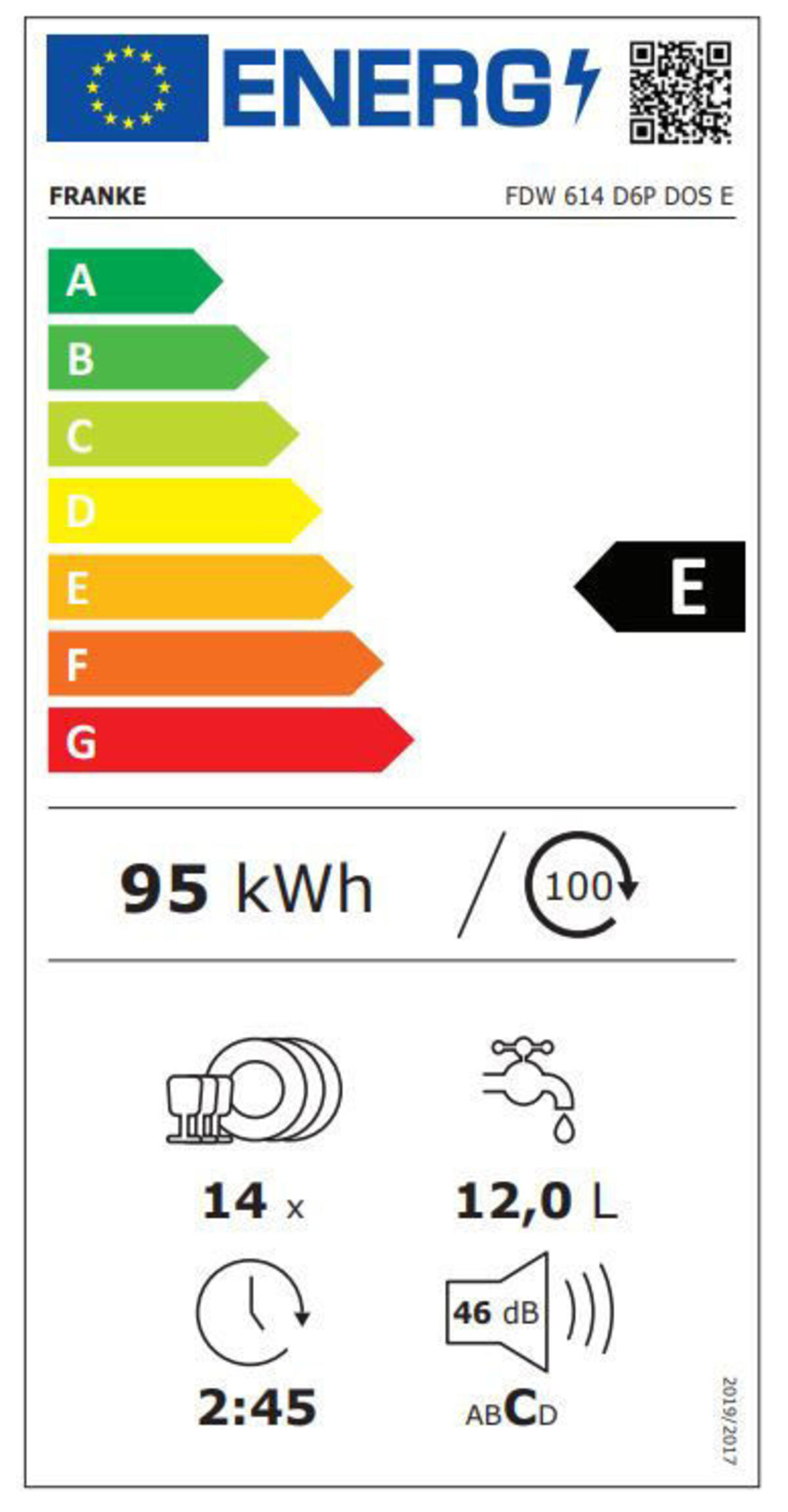 Franke FDW 614 D6P DOS E Tam Ankastre Bulaşık Makinesi