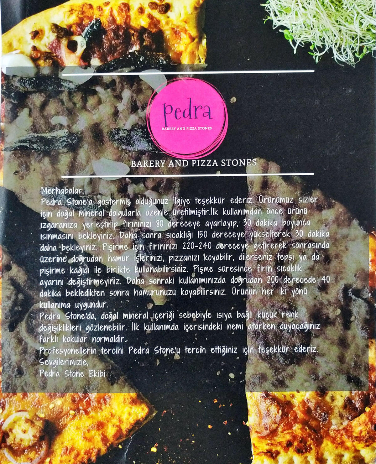 PİZZA TAŞI GRİ RENK (300*360*15)